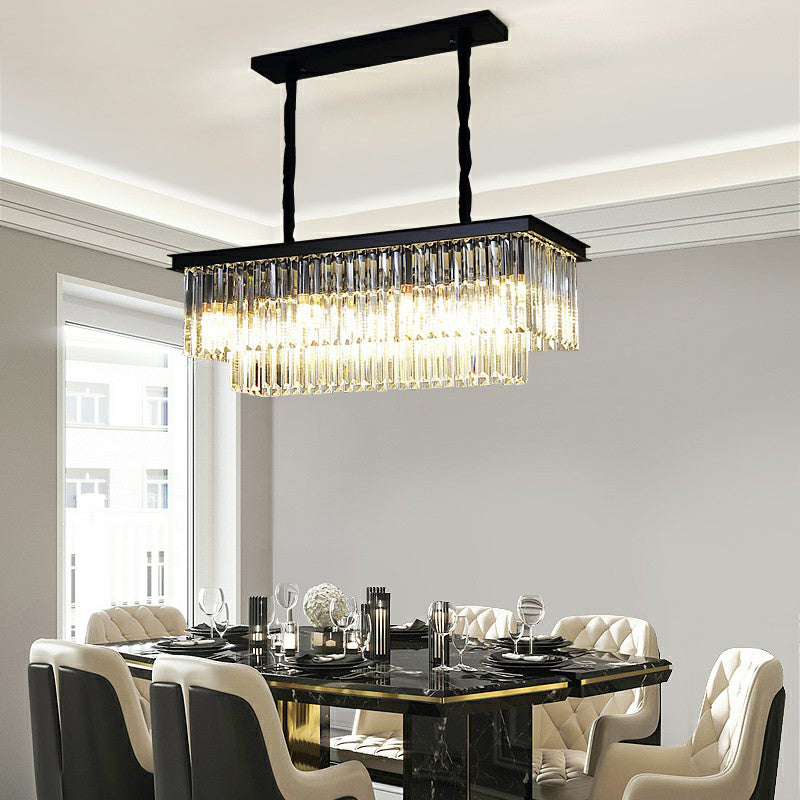 Rectangular Island Light Minimalist Prismatic Crystal Restaurant Hanging Pendant Light