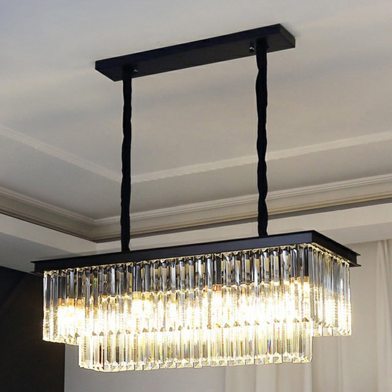 Rectangular Island Light Minimalist Prismatic Crystal Restaurant Hanging Pendant Light
