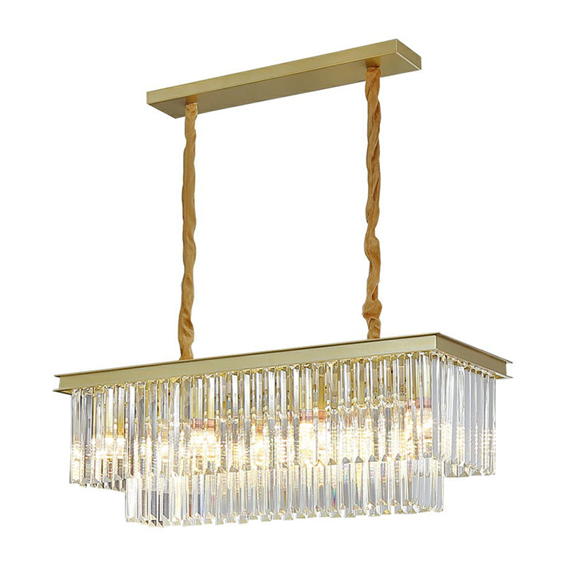 Rectangular Island Light Minimalist Prismatic Crystal Restaurant Hanging Pendant Light