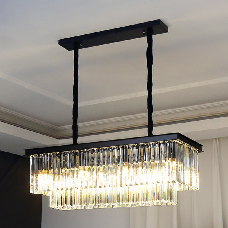 Rectangular Island Light Minimalist Prismatic Crystal Restaurant Hanging Pendant Light