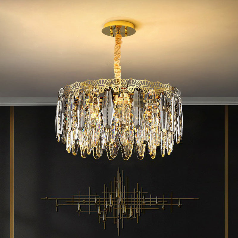 Clear Crystal Leaf Hanging Light Minimalist Chandelier Pendant Light for Bedroom