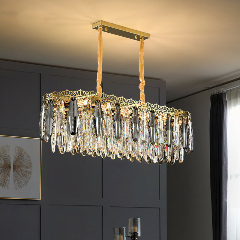 Clear Crystal Leaf Hanging Light Minimalist Chandelier Pendant Light for Bedroom