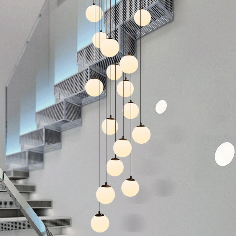 Black Globe Pendelleuchte einfache Cremeglas Multiple hängende Licht für Treppen