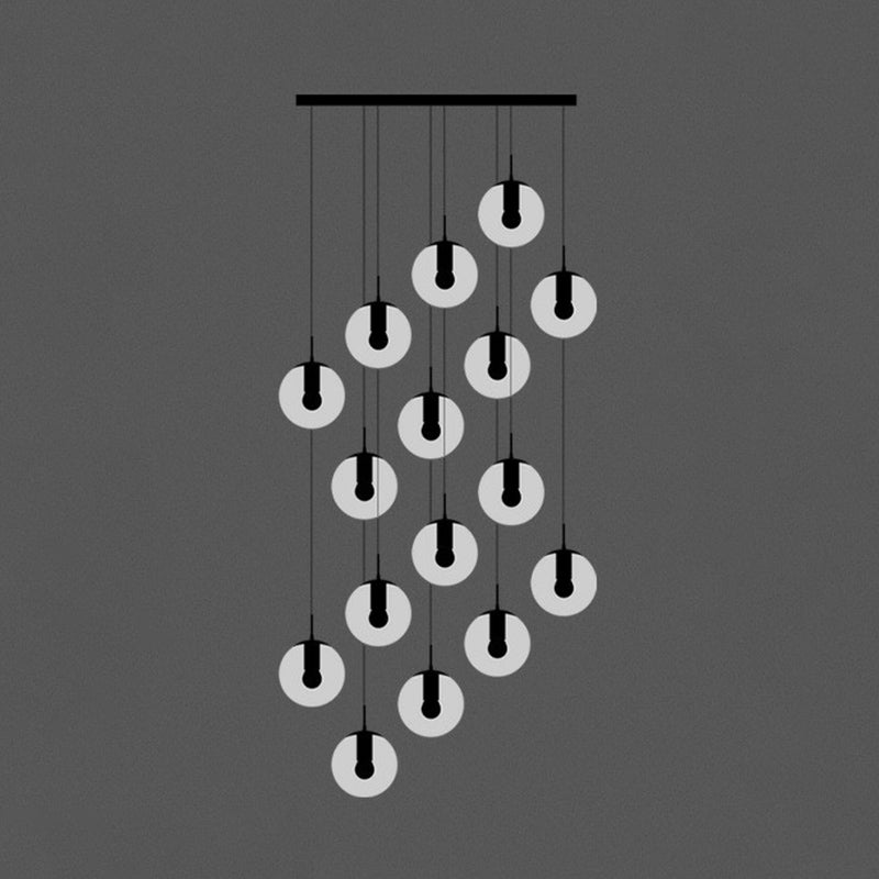 Black Globe Pendelleuchte einfache Cremeglas Multiple hängende Licht für Treppen
