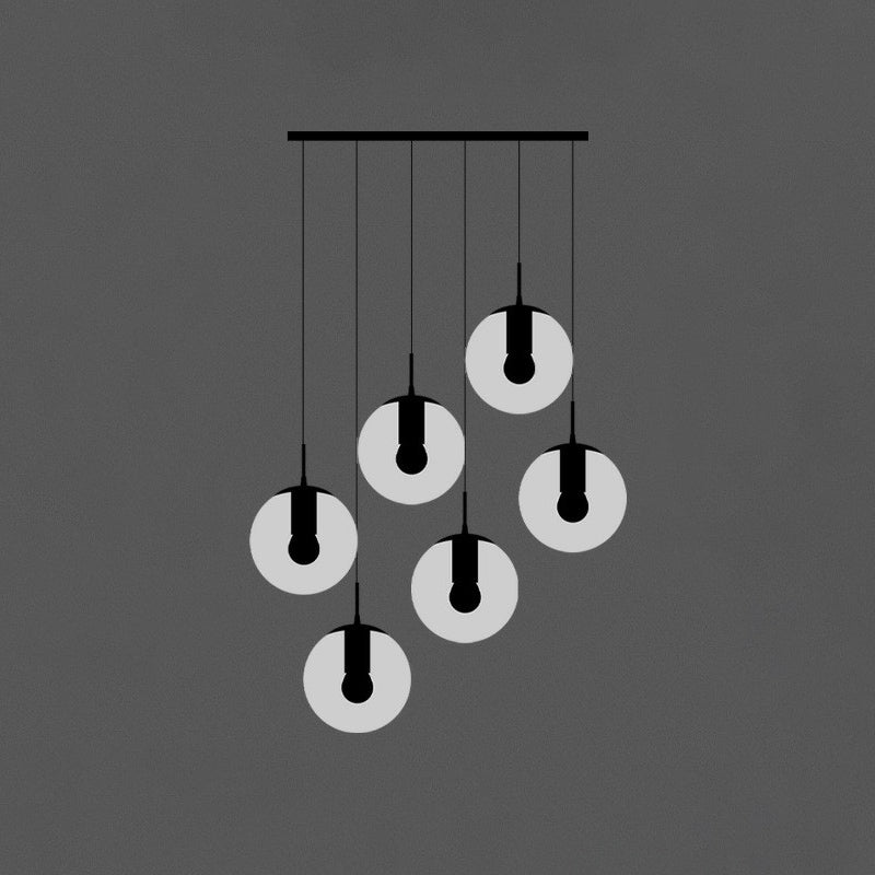 Black Globe Pendelleuchte einfache Cremeglas Multiple hängende Licht für Treppen