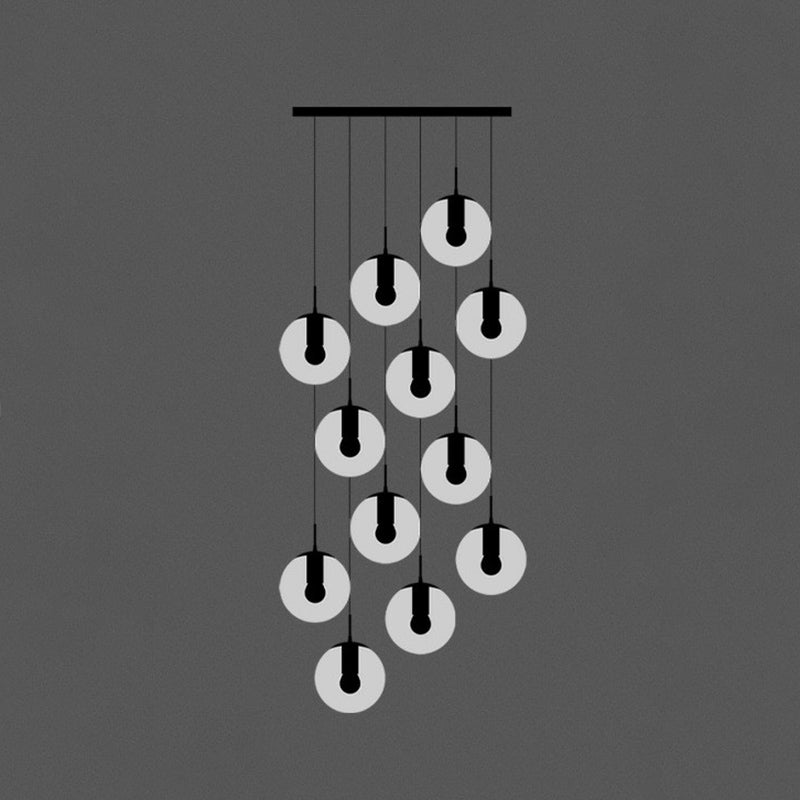 Black Globe Pendelleuchte einfache Cremeglas Multiple hängende Licht für Treppen