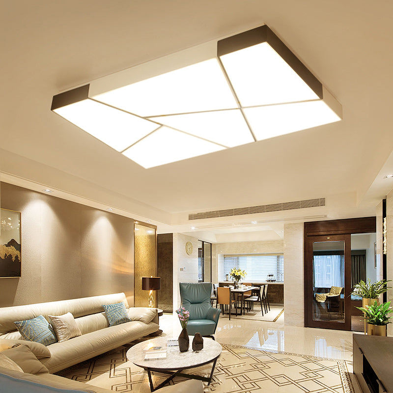 Minimalist Splicing Ceiling Lamp Acrylic Living Room LED Flush Mounted Light in Black-White