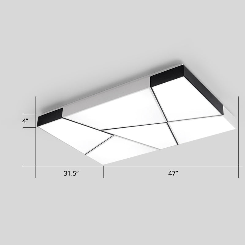 Minimalist Splicing Ceiling Lamp Acrylic Living Room LED Flush Mounted Light in Black-White