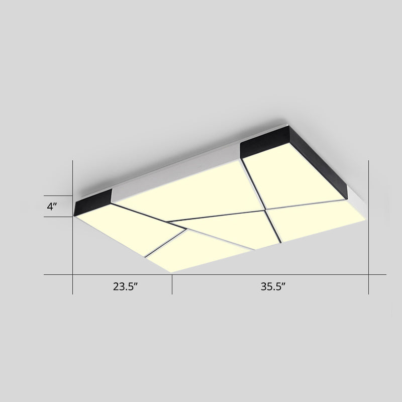 Minimalist Splicing Ceiling Lamp Acrylic Living Room LED Flush Mounted Light in Black-White