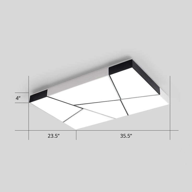 Minimalist Splicing Ceiling Lamp Acrylic Living Room LED Flush Mounted Light in Black-White