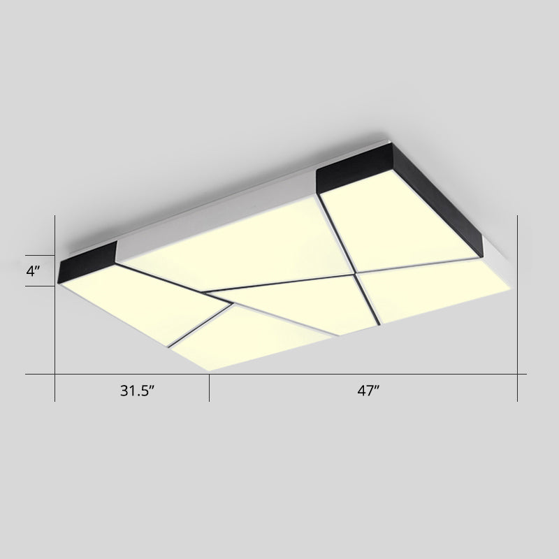 Minimalist Splicing Ceiling Lamp Acrylic Living Room LED Flush Mounted Light in Black-White