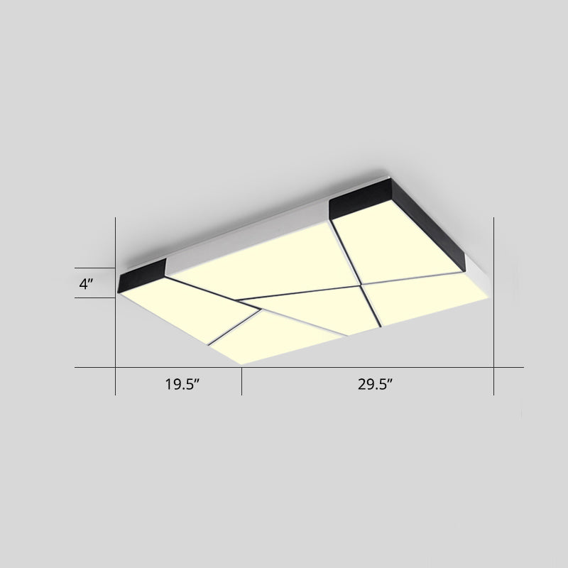 Minimalist Splicing Ceiling Lamp Acrylic Living Room LED Flush Mounted Light in Black-White