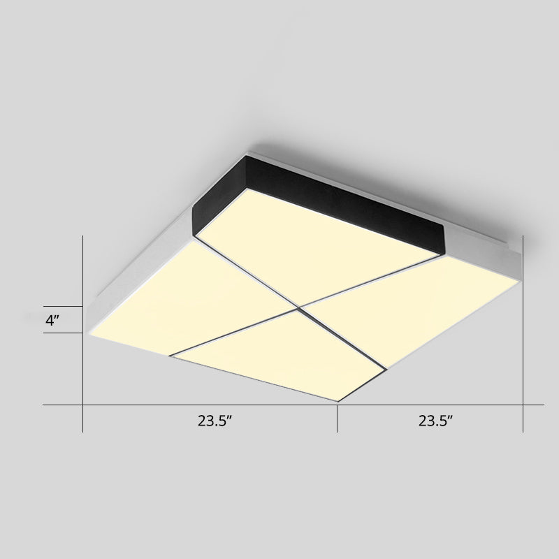 Minimalist Splicing Ceiling Lamp Acrylic Living Room LED Flush Mounted Light in Black-White