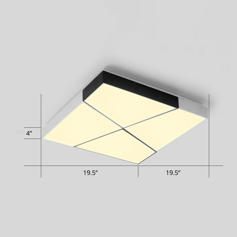 Minimalist Splicing Ceiling Lamp Acrylic Living Room LED Flush Mounted Light in Black-White