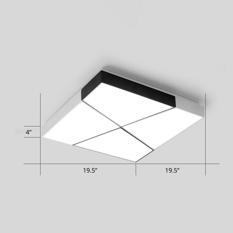 Minimalist Splicing Ceiling Lamp Acrylic Living Room LED Flush Mounted Light in Black-White