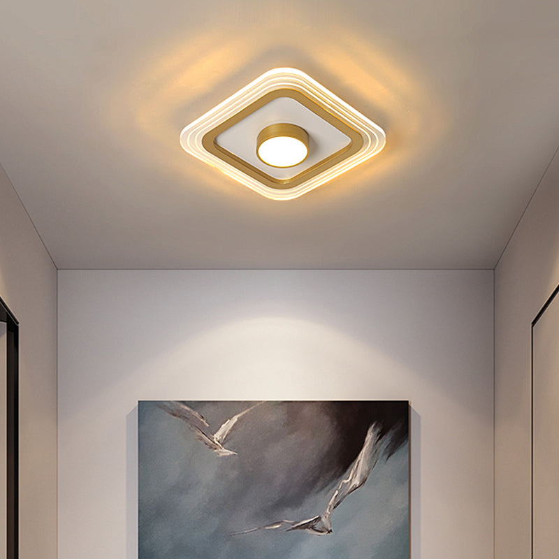 Pequeño techo a ras de luz de montaje Iluminación LED Acrílico Minimalista de Foyer Iluminación en Oro
