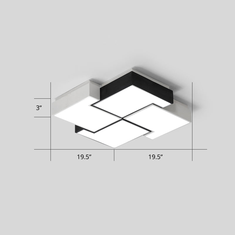 Pinwheel LED Flush Mount Fixture Nordic Metal Black and White Ceiling Lighting for Bedroom