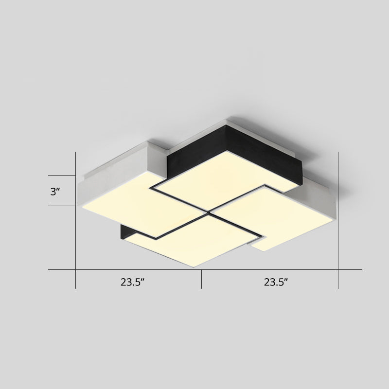 Pinwheel LED Flush Mount Fixture Nordic Metal Black and White Ceiling Lighting for Bedroom