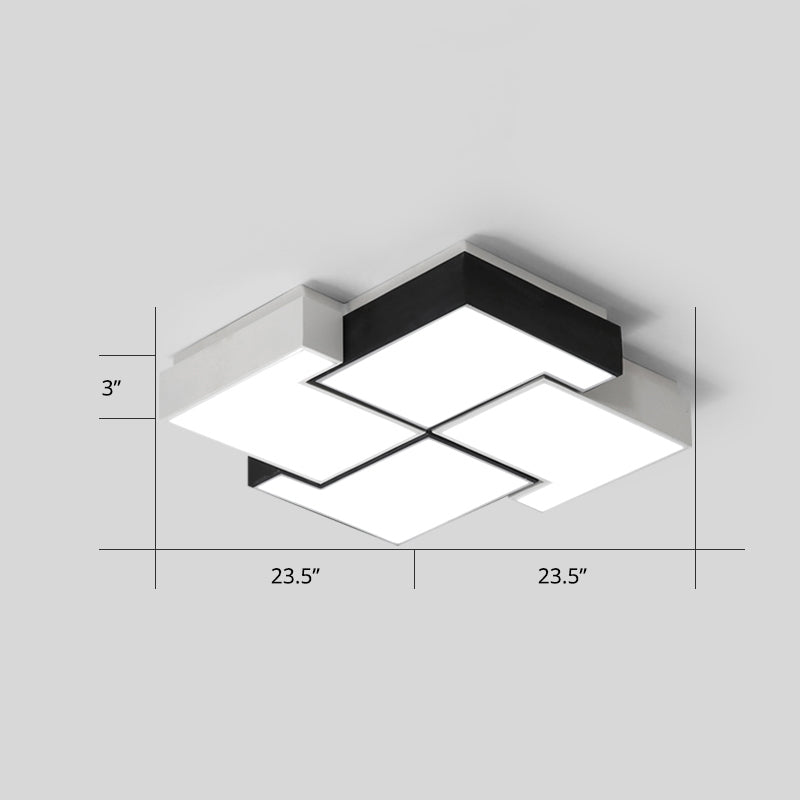 Pinwheel LED Flush Mount Fixture Nordic Metal Black and White Ceiling Lighting for Bedroom