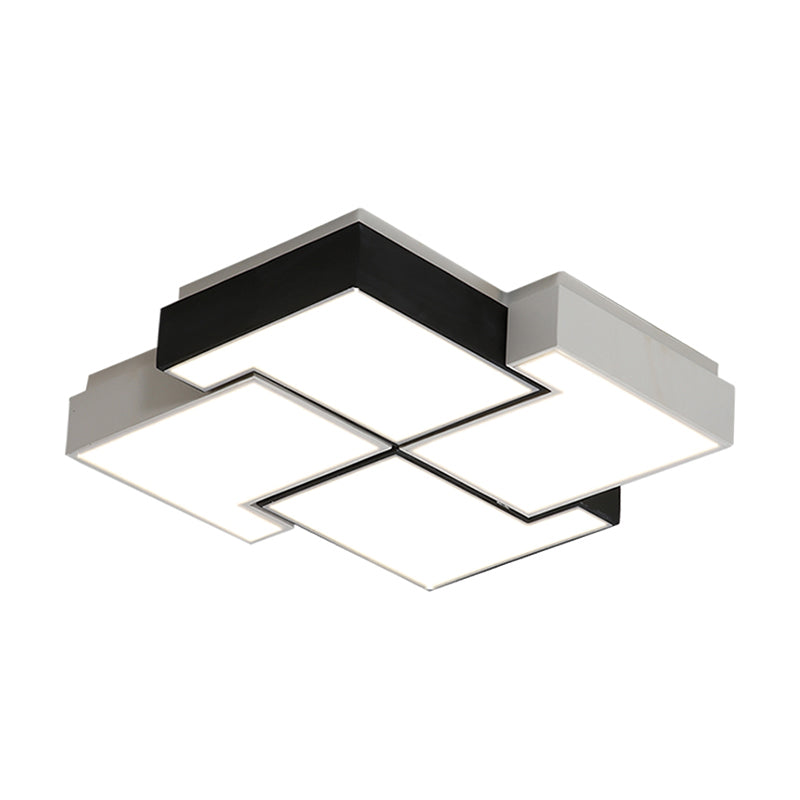 Pinwheel LED Flush Mount Fixture Nordic Metal Black and White Ceiling Lighting for Bedroom