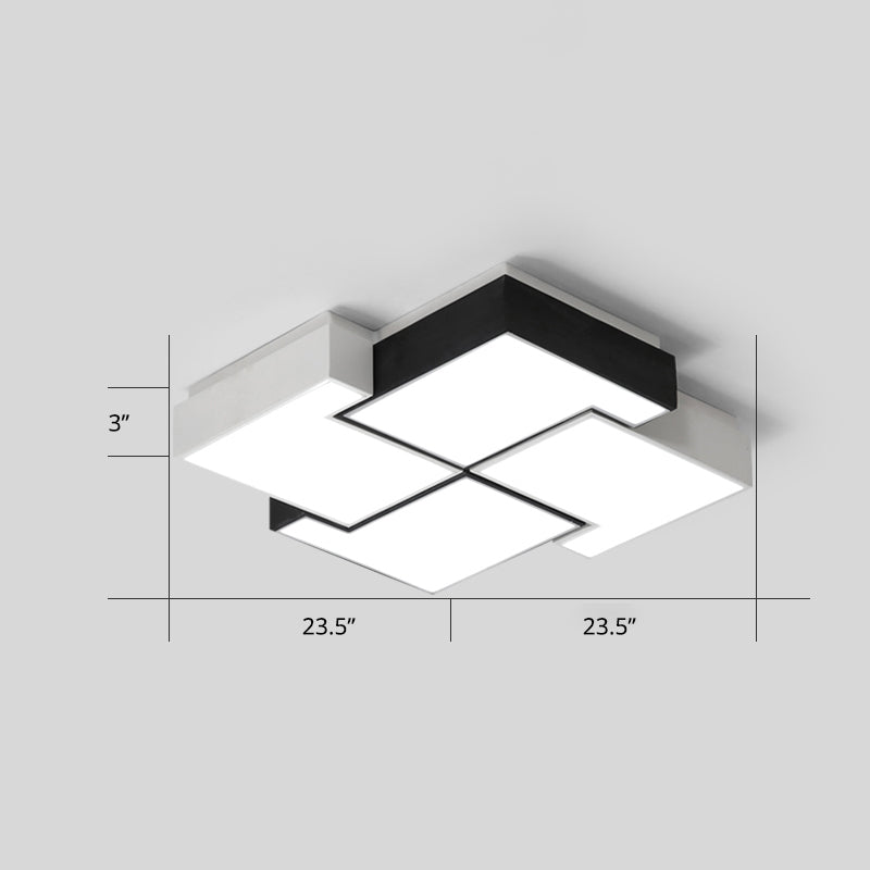 Pinwheel LED Flush Mount Fixture Nordic Metal Black and White Ceiling Lighting for Bedroom