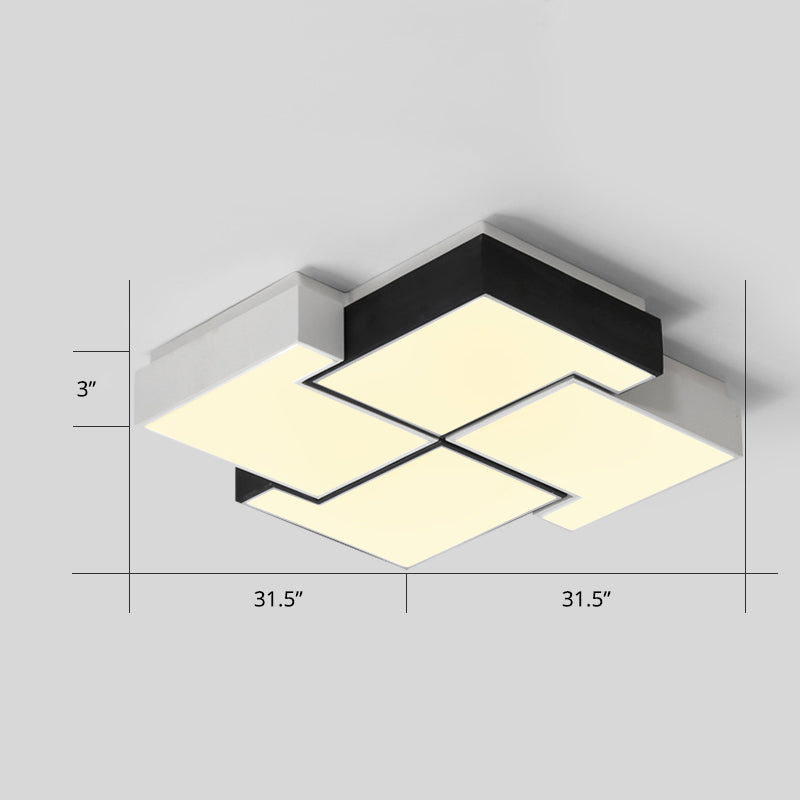 Pinwheel LED Flush Mount Fixture Nordic Metal Black and White Ceiling Lighting for Bedroom