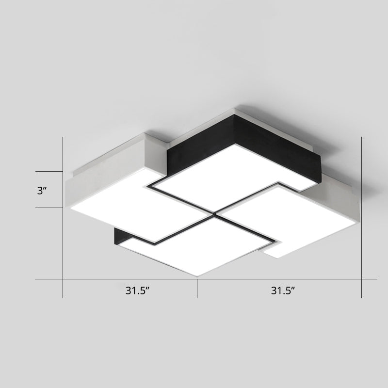 Pinwheel LED Flush Mount Fixture Nordic Metal Black and White Ceiling Lighting for Bedroom