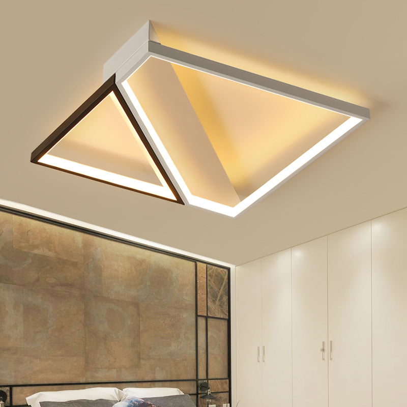 Quadratische Unterputzleuchte, minimalistische LED-Deckenleuchte aus Metall für Schlafzimmer in Schwarz und Weiß