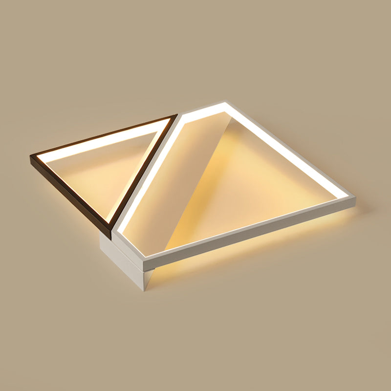 Square Flush Mounted Lamp Minimalistic Metal Bedroom LED Ceiling Light in Black and White