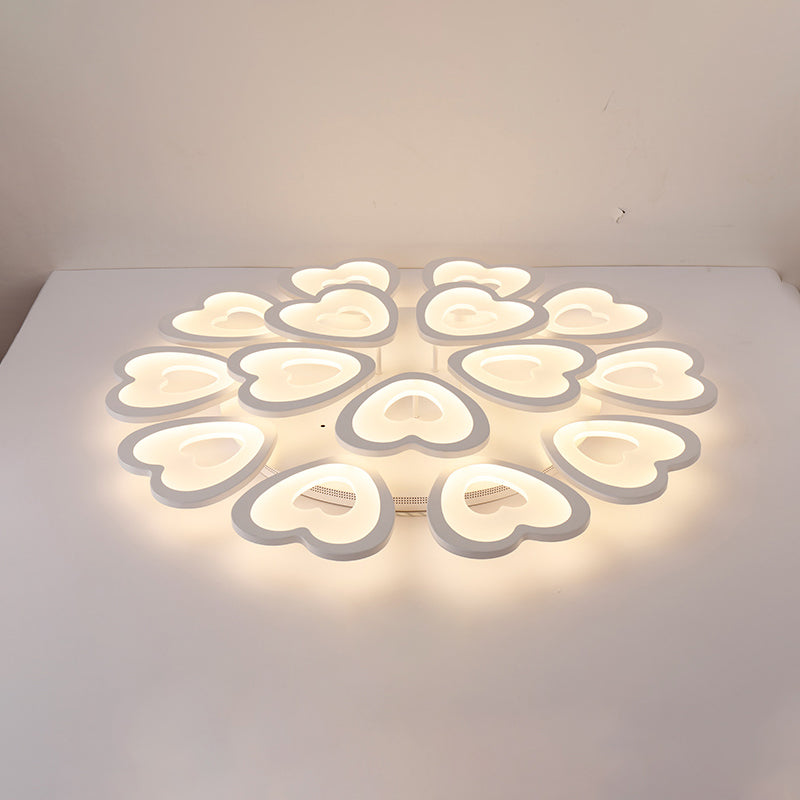 Heart LED Ceiling Flush Mount Light Simplicity Acrylic White Flush Light for Living Room