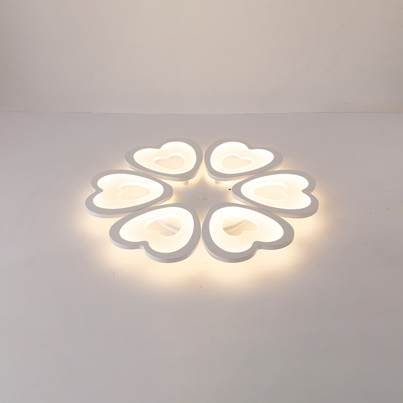 Heart LED Ceiling Flush Mount Light Simplicity Acrylic White Flush Light for Living Room