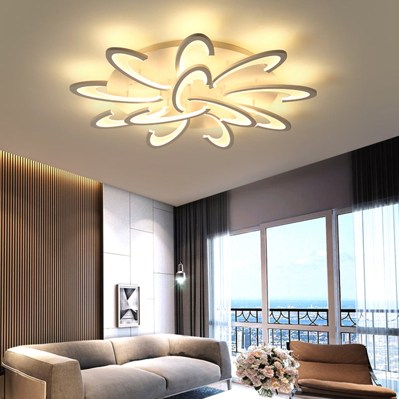 Floral Living Room Ceiling Licht Acryl Modernisist LED Flush Mount Light in Weiß