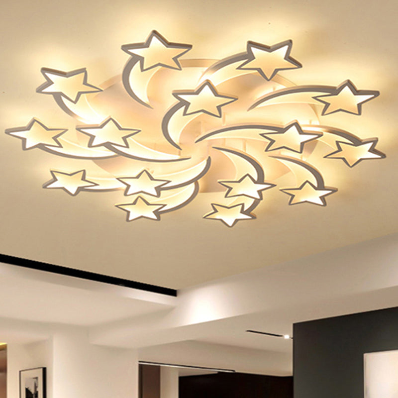 Meteor LED Flush Mount Ceiling Light Modern Acrylic White Flush Light Fixture for Living Room