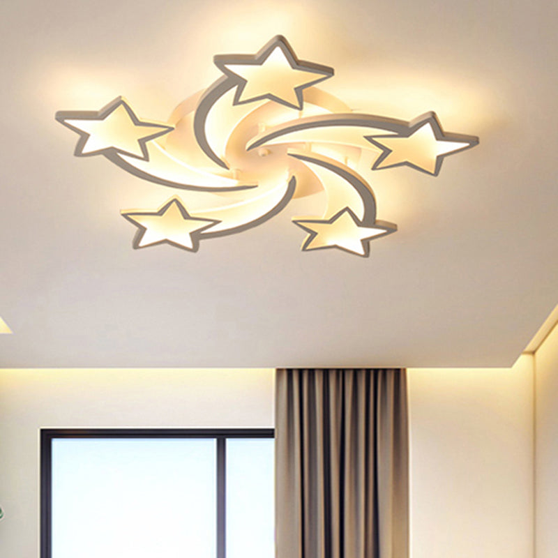 Meteor LED Flush Mount Ceiling Light Modern Acrylic White Flush Light Fixture for Living Room