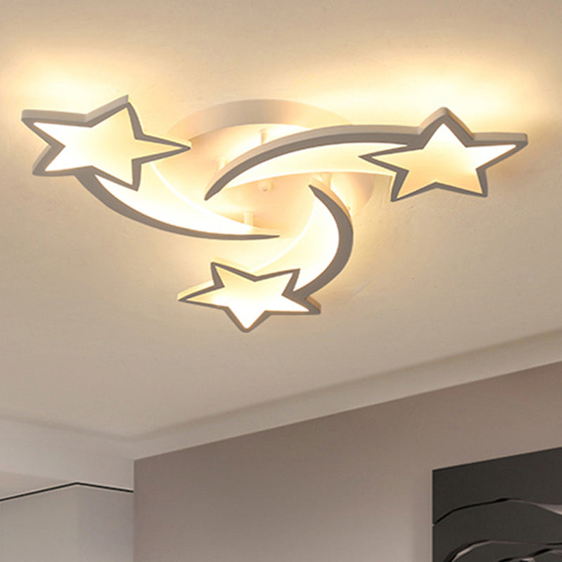Meteor LED Flush Mount Ceiling Light Modern Acrylic White Flush Light Fixture for Living Room