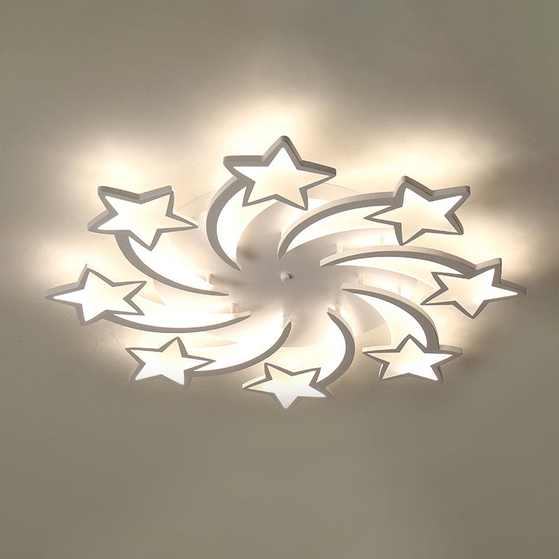 Meteor LED Flush Mount Ceiling Light Modern Acrylic White Flush Light Fixture for Living Room