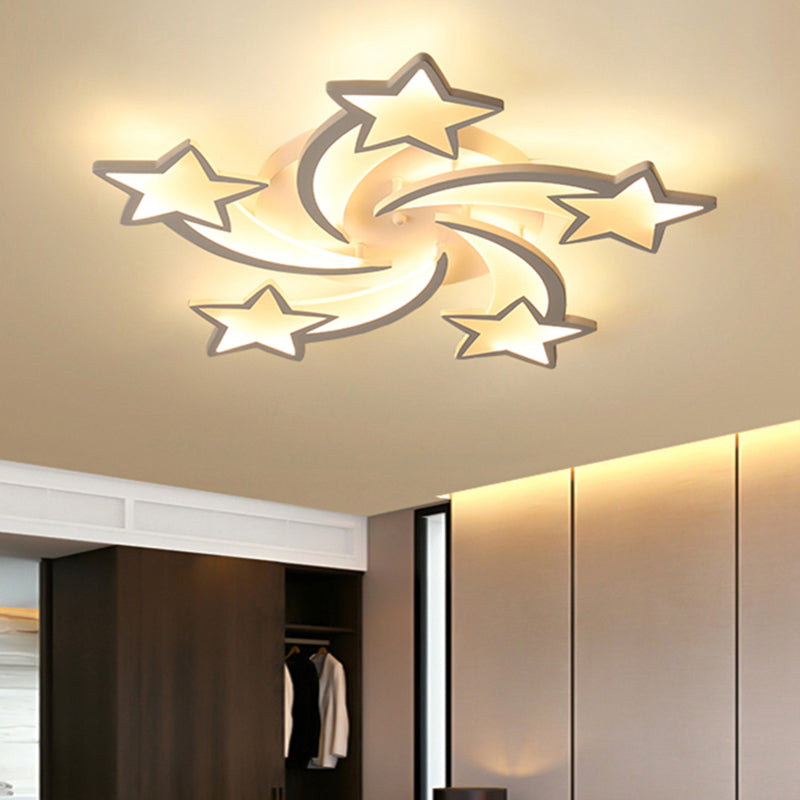 Meteor LED Flush Mount Ceiling Light Modern Acrylic White Flush Light Fixture for Living Room