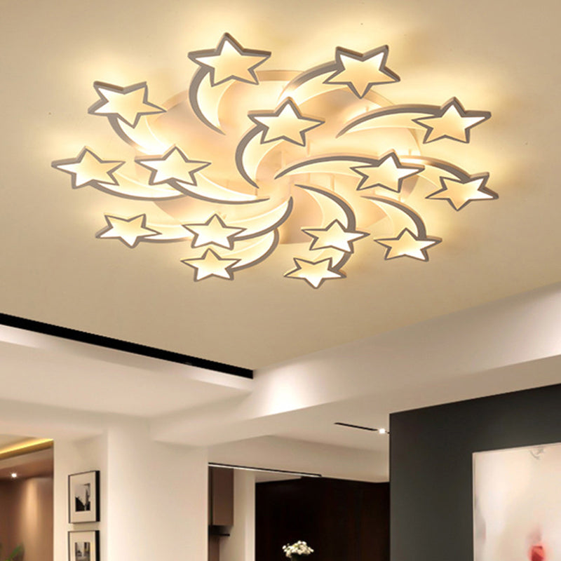 Meteor LED Flush Mount Ceiling Light Modern Acrylic White Flush Light Fixture for Living Room