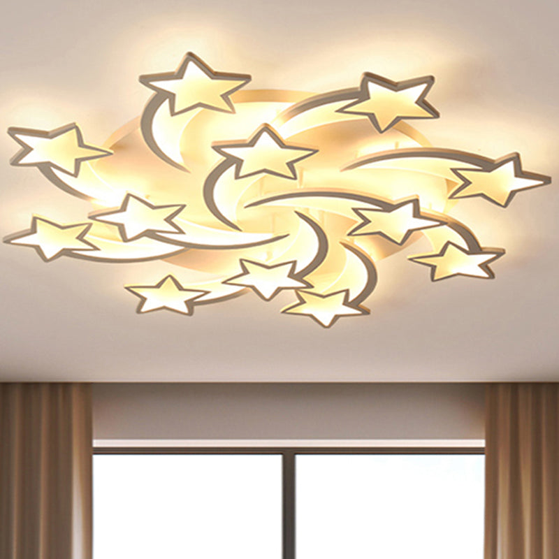 Meteor LED Flush Mount Ceiling Light Modern Acrylic White Flush Light Fixture for Living Room