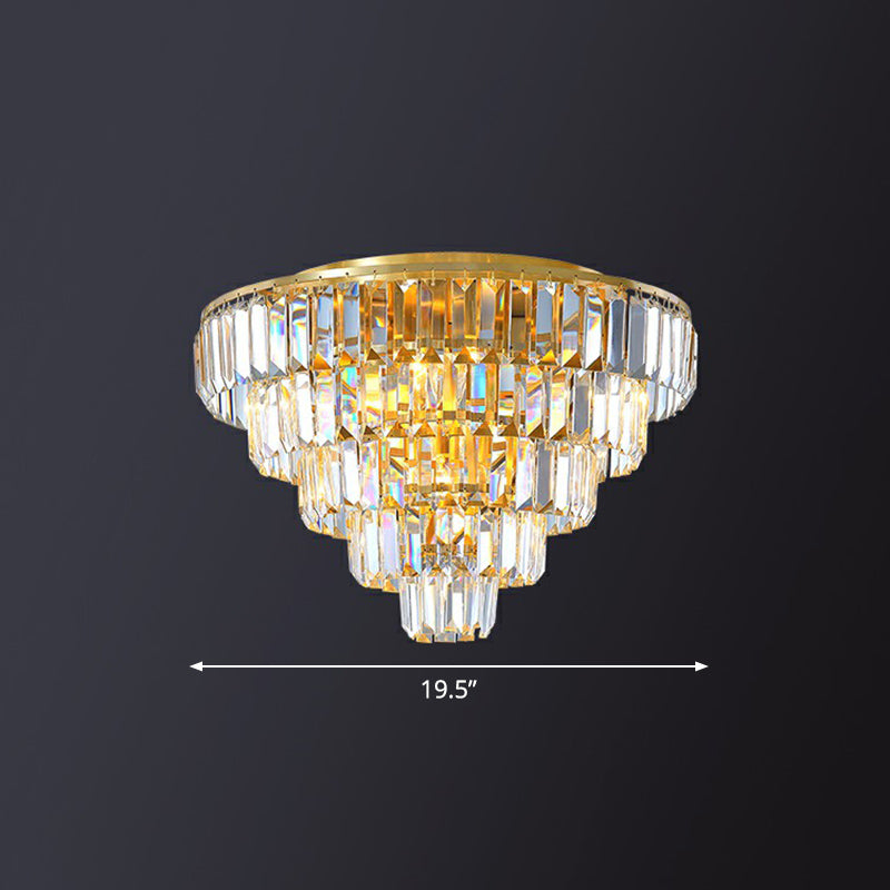 Crystal Tiered Tapered Ceiling Flush Light Postmodern Clear Flush Mount Halterung für Schlafzimmer