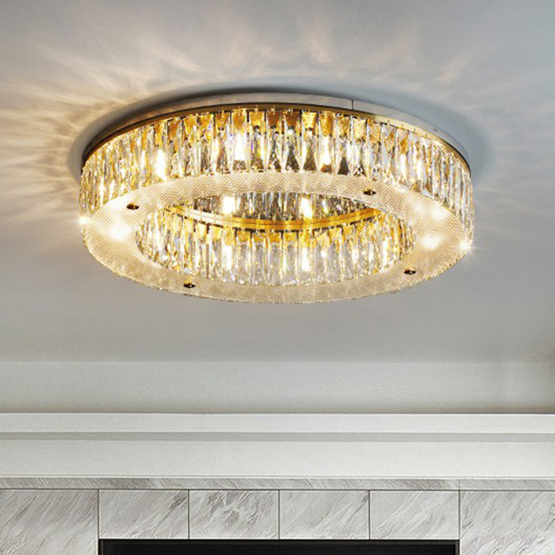 Clear Crystal Ring Shaped Flushmount Light Minimalism 8-Bulb Ceiling Flush Mount for Bedroom