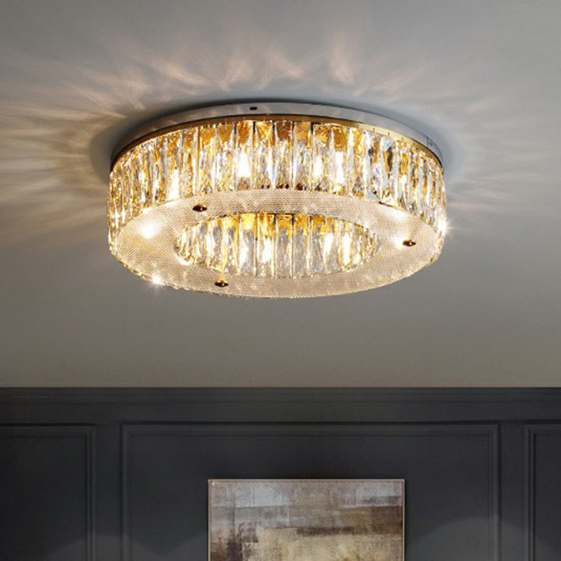 Clear Crystal Ring Shaped Flushmount Light Minimalism 8-Bulb Ceiling Flush Mount for Bedroom