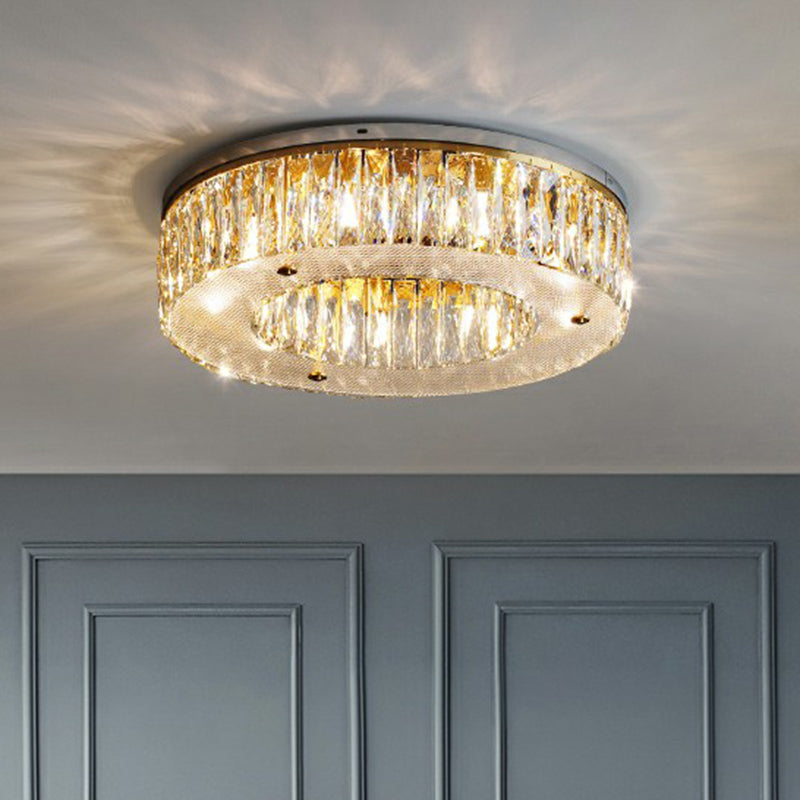 Clear Crystal Ring Shaped Flushmount Light Minimalism 8-Bulb Ceiling Flush Mount for Bedroom