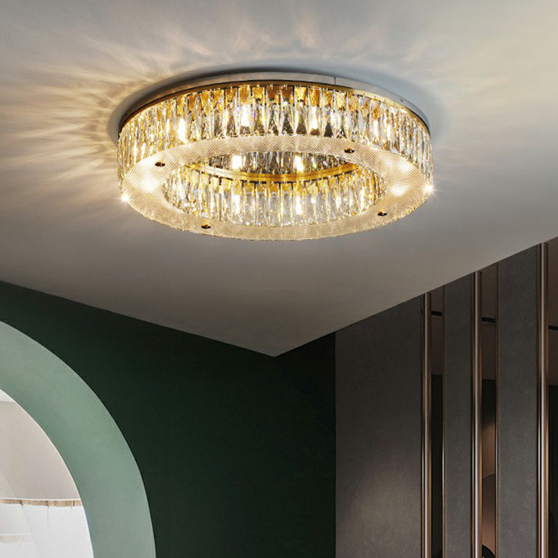 Clear Crystal Ring Shaped Flushmount Light Minimalism 8-Bulb Ceiling Flush Mount for Bedroom