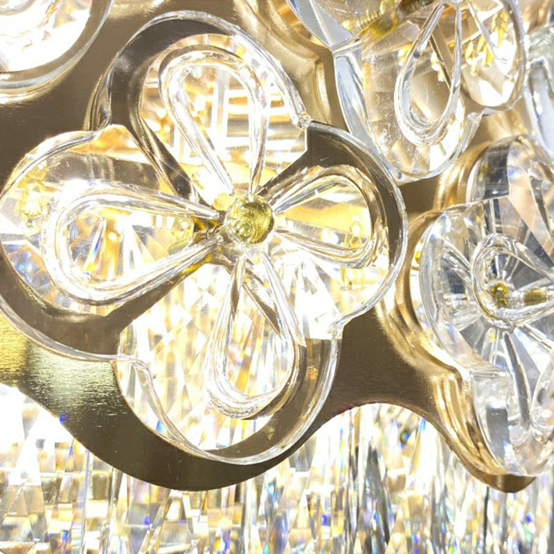 Drum Shaped Bedroom Ceiling Light Opulent Crystal 3-Light Minimalist Flush Mount Light in Clear