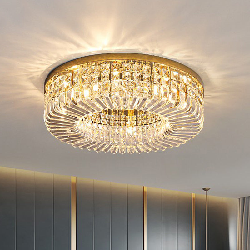 Minimalist Style Flush Light Circular Flushmount Ceiling Lamp with Crystal Shade for Bedroom
