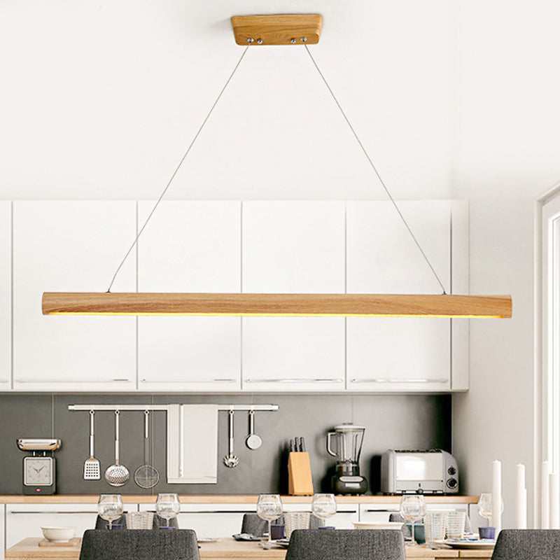 23.5 "/35.5"/47 "Luz de colgante LED lineal de ancho Madera contemporánea Comedor de 1 luz Luz colgante Accesorio con luz cálida/blanca sobre mesa