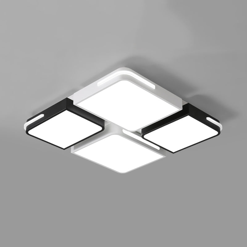 Square/Rectangle Acrylic Flush Pendant Light Contemporary 21.5"/37.5" Width LED White Flush Mount Lighting in White/Warm Lighting