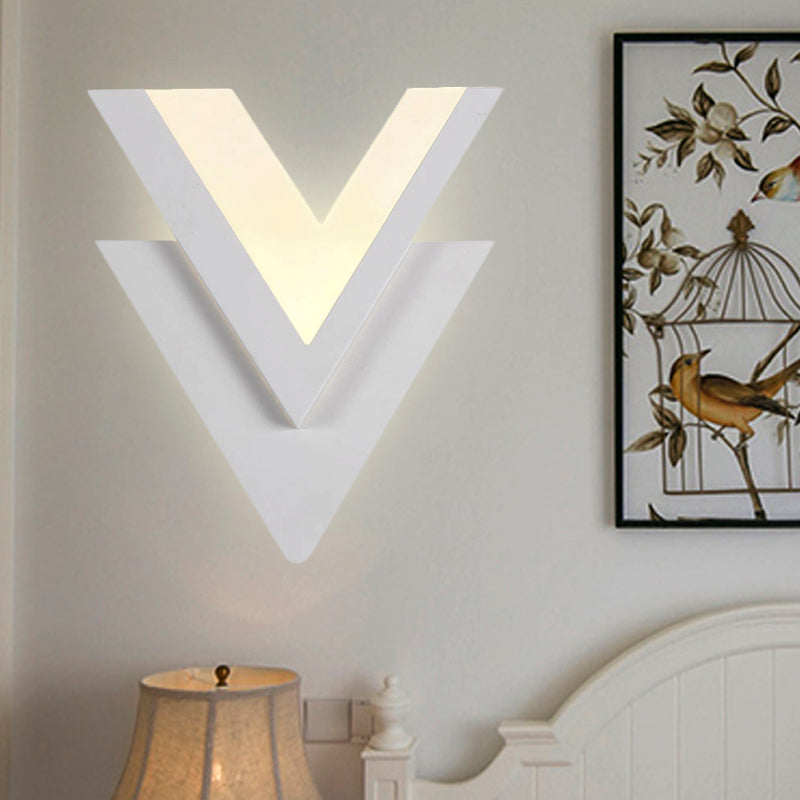 Double-V Bedroom Sconce Light Acrylic LED Simplicity Wall Lighting Fixture in Warm/White