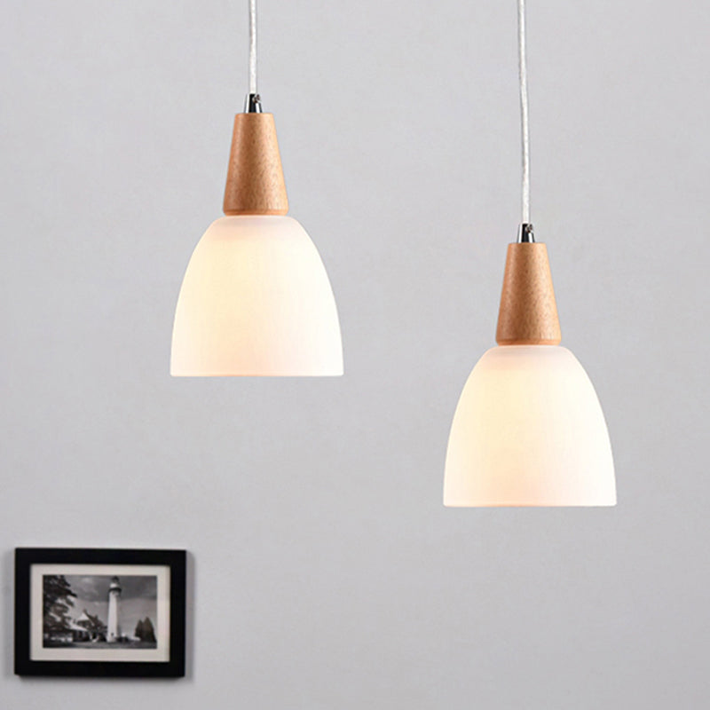 Schüssel Drop Anhänger nordisch mattes weißes Glas 1/2/3-Kopf-Beige Hanging Lamp Kit für Esszimmer